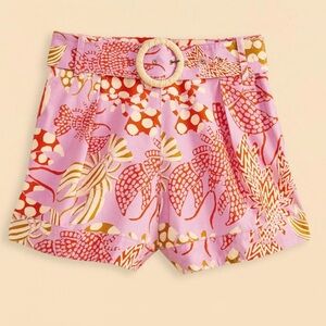 Farm Rio pink lobster shorts with belt